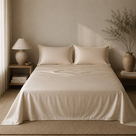 Set De Sábana De Bambú Lyocell Beige