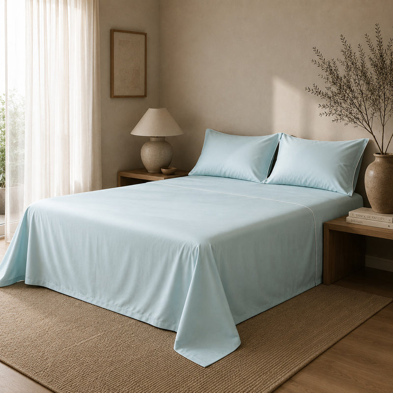 Set De Sábana De Bambú Lyocell Light Blue