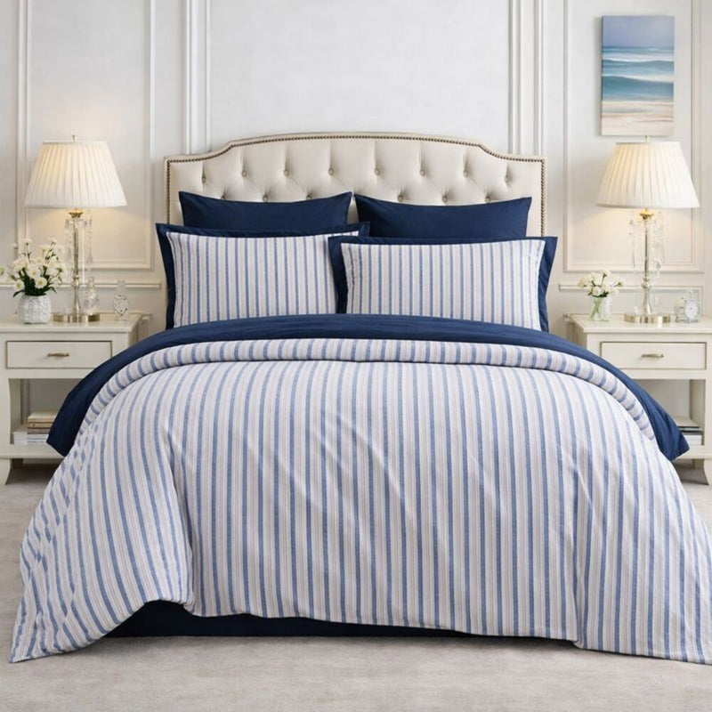 Duvet Cover Reversible 100% Algodón Navy Stripes