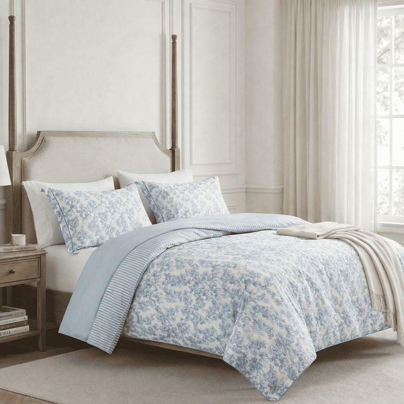 Duvet Cover Reversible 100% Algodón Blue Floral